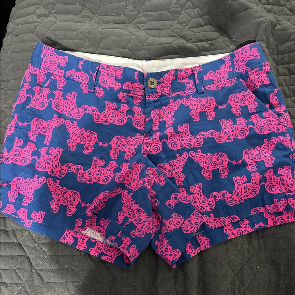 Women's Blue and Pink Patterned Shorts